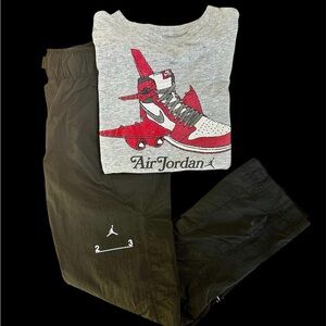 Boys Air Jordan Graphic Tee and Black Pants Set size 8-10